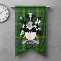 ScotsTee Shop Irish Power Clan Coat of Arms Irish Tartan Gonfalon Flag