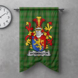 ScotsTee Shop Irish Wormington Clan Coat of Arms Irish Tartan Gonfalon Flag