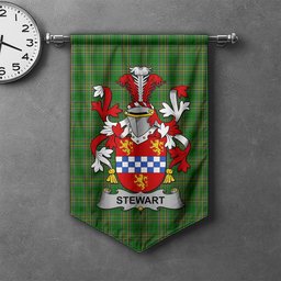 ScotsTee Shop Irish Stewart Clan Coat of Arms Irish Tartan Gonfalon Flag