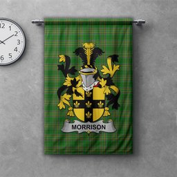 ScotsTee Shop Irish Morrison Clan Coat of Arms Irish Tartan Gonfalon Flag
