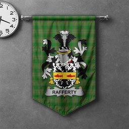ScotsTee Shop Irish Rafferty or O'Rafferty Clan Coat of Arms Irish Tartan Gonfalon Flag
