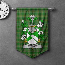 ScotsTee Shop Irish Stokes Clan Coat of Arms Irish Tartan Gonfalon Flag