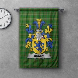 ScotsTee Shop Irish Roney or O'Rooney Clan Coat of Arms Irish Tartan Gonfalon Flag