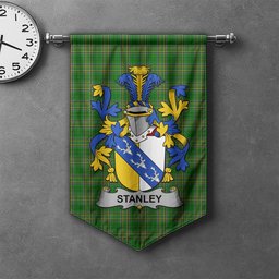ScotsTee Shop Irish Stanley Clan Coat of Arms Irish Tartan Gonfalon Flag