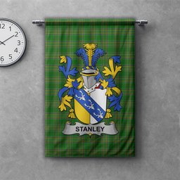 ScotsTee Shop Irish Stanley Clan Coat of Arms Irish Tartan Gonfalon Flag
