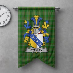 ScotsTee Shop Irish Stanley Clan Coat of Arms Irish Tartan Gonfalon Flag