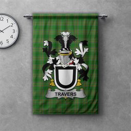 ScotsTee Shop Irish Travers Clan Coat of Arms Irish Tartan Gonfalon Flag