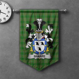 ScotsTee Shop Irish Sharpe Clan Coat of Arms Irish Tartan Gonfalon Flag