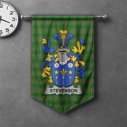 ScotsTee Shop Irish Stevenson Clan Coat of Arms Irish Tartan Gonfalon Flag