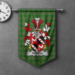ScotsTee Shop Irish Tickell Clan Coat of Arms Irish Tartan Gonfalon Flag