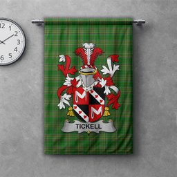 ScotsTee Shop Irish Tickell Clan Coat of Arms Irish Tartan Gonfalon Flag