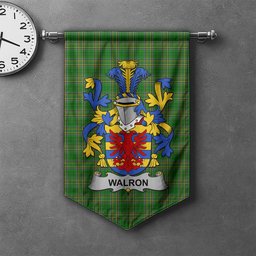 ScotsTee Shop Irish Walron Clan Coat of Arms Irish Tartan Gonfalon Flag