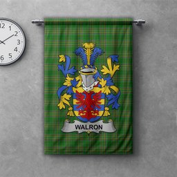 ScotsTee Shop Irish Walron Clan Coat of Arms Irish Tartan Gonfalon Flag