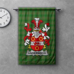 ScotsTee Shop Irish Underwood Clan Coat of Arms Irish Tartan Gonfalon Flag