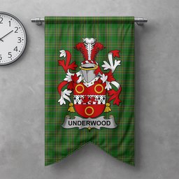 ScotsTee Shop Irish Underwood Clan Coat of Arms Irish Tartan Gonfalon Flag