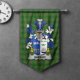 ScotsTee Shop Irish Sheehy or McSheehy Clan Coat of Arms Irish Tartan Gonfalon Flag