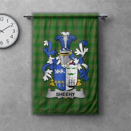 ScotsTee Shop Irish Sheehy or McSheehy Clan Coat of Arms Irish Tartan Gonfalon Flag