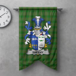 ScotsTee Shop Irish Sheehy or McSheehy Clan Coat of Arms Irish Tartan Gonfalon Flag