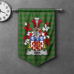 ScotsTee Shop Irish Vian Clan Coat of Arms Irish Tartan Gonfalon Flag