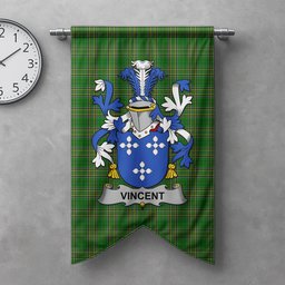 ScotsTee Shop Irish Vincent Clan Coat of Arms Irish Tartan Gonfalon Flag