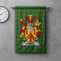 ScotsTee Shop Irish Powell Clan Coat of Arms Irish Tartan Gonfalon Flag