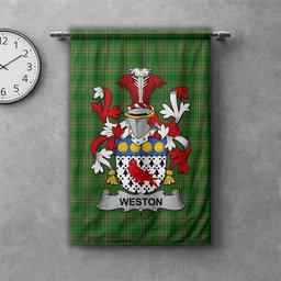 ScotsTee Shop Irish Weston Clan Coat of Arms Irish Tartan Gonfalon Flag
