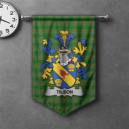 ScotsTee Shop Irish Tilson Clan Coat of Arms Irish Tartan Gonfalon Flag