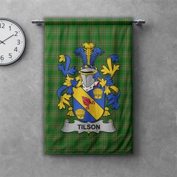 ScotsTee Shop Irish Tilson Clan Coat of Arms Irish Tartan Gonfalon Flag