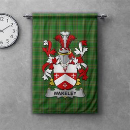 ScotsTee Shop Irish Wakeley Clan Coat of Arms Irish Tartan Gonfalon Flag