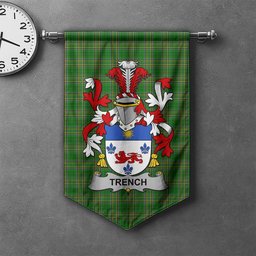 ScotsTee Shop Irish Trench Clan Coat of Arms Irish Tartan Gonfalon Flag