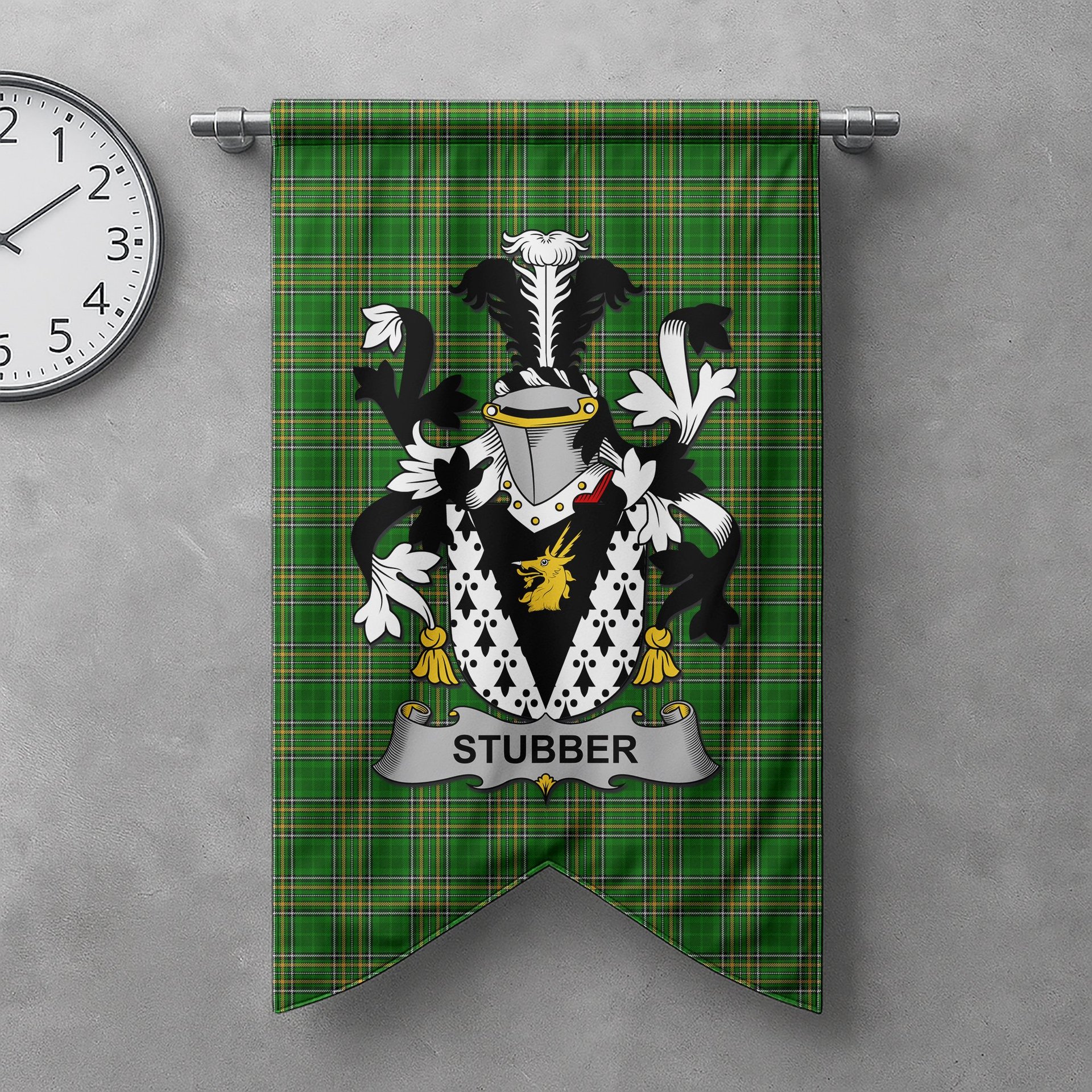 ScotsTee Shop Irish Stubber Clan Coat of Arms Irish Tartan Gonfalon Flag