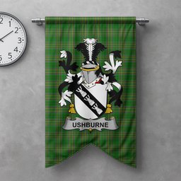 ScotsTee Shop Irish Ushburne Clan Coat of Arms Irish Tartan Gonfalon Flag