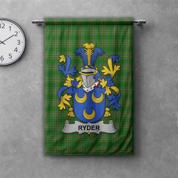 ScotsTee Shop Irish Ryder Clan Coat of Arms Irish Tartan Gonfalon Flag