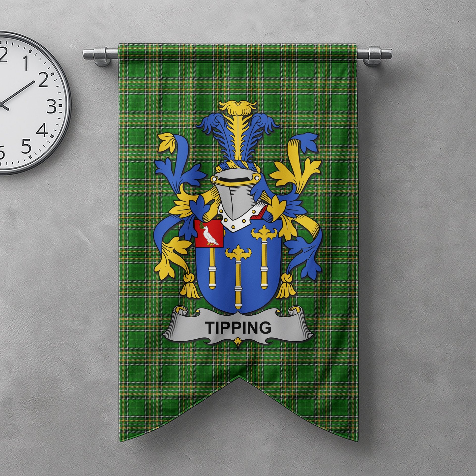ScotsTee Shop Irish Tipping Clan Coat of Arms Irish Tartan Gonfalon Flag
