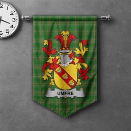 ScotsTee Shop Irish Umfre Clan Coat of Arms Irish Tartan Gonfalon Flag