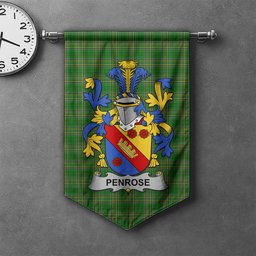 ScotsTee Shop Irish Penrose Clan Coat of Arms Irish Tartan Gonfalon Flag