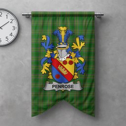 ScotsTee Shop Irish Penrose Clan Coat of Arms Irish Tartan Gonfalon Flag