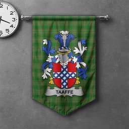 ScotsTee Shop Irish Taaffe Clan Coat of Arms Irish Tartan Gonfalon Flag