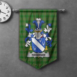 ScotsTee Shop Irish Needham or O'Nee Clan Coat of Arms Irish Tartan Gonfalon Flag