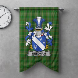 ScotsTee Shop Irish Needham or O'Nee Clan Coat of Arms Irish Tartan Gonfalon Flag
