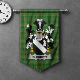 ScotsTee Shop Irish Plunkett Clan Coat of Arms Irish Tartan Gonfalon Flag