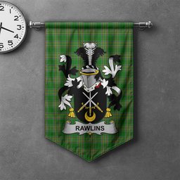 ScotsTee Shop Irish Rawlins Clan Coat of Arms Irish Tartan Gonfalon Flag