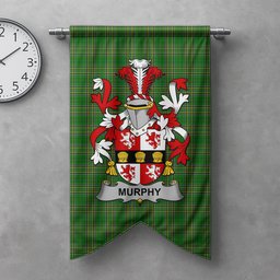 ScotsTee Shop Irish Murphy (Muskerry) Clan Coat of Arms Irish Tartan Gonfalon Flag
