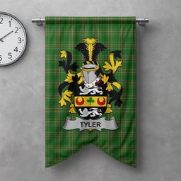 ScotsTee Shop Irish Tyler Clan Coat of Arms Irish Tartan Gonfalon Flag