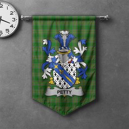 ScotsTee Shop Irish Petty Clan Coat of Arms Irish Tartan Gonfalon Flag