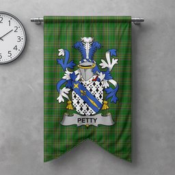 ScotsTee Shop Irish Petty Clan Coat of Arms Irish Tartan Gonfalon Flag