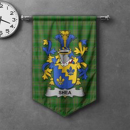 ScotsTee Shop Irish Shea or O'Shee Clan Coat of Arms Irish Tartan Gonfalon Flag