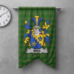 ScotsTee Shop Irish Shea or O'Shee Clan Coat of Arms Irish Tartan Gonfalon Flag