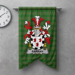 ScotsTee Shop Irish Barran Clan Coat of Arms Irish Tartan Gonfalon Flag