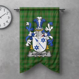 ScotsTee Shop Irish Auchmuty Clan Coat of Arms Irish Tartan Gonfalon Flag
